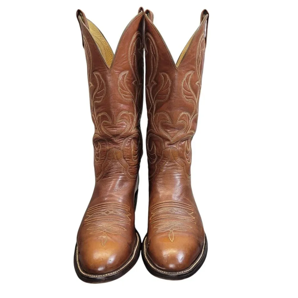 Hondo Men's Brown Goat Leather Cowboy Boots‎ Size 9.5D Western